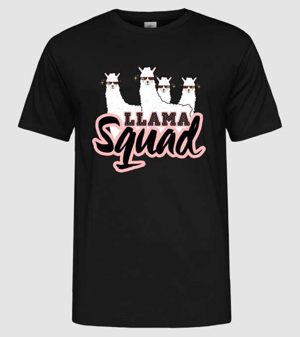 Llama squad model negru pe tricou