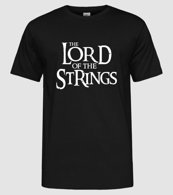Lord of the Strings model negru pe tricou