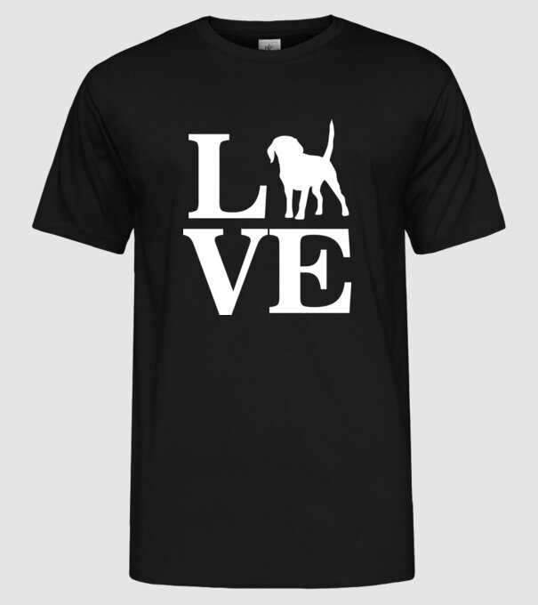 LOVE BEAGLE model negru pe tricou