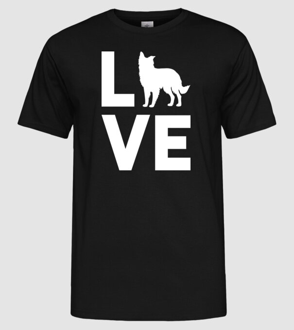 LOVE Border Collie model negru pe tricou