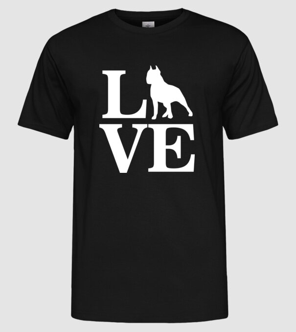 LOVE BULLDOG model negru pe tricou