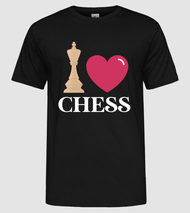 Love chess model negru pe tricou