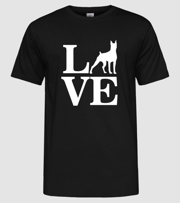 LOVE DOBBERMAN model negru pe tricou