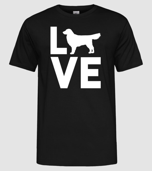 LOVE Golden Retriever model negru pe tricou