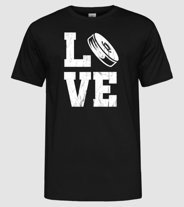 Love hockey model negru pe tricou