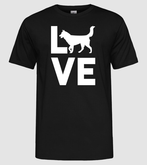 LOVE Husky model negru pe tricou