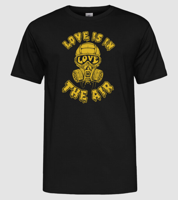Love is in the air yellow model negru pe tricou