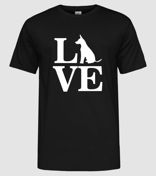 Love câini model negru pe tricou