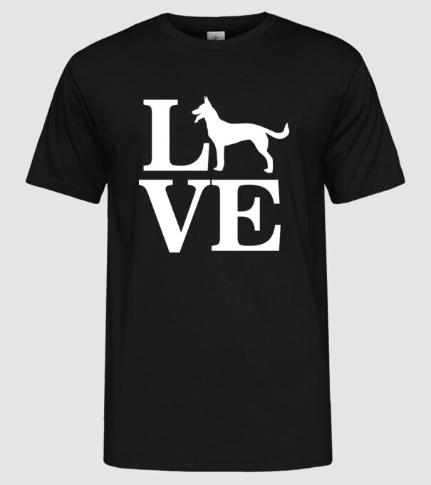 LOVE CIOBANESC GERMAN model negru pe tricou