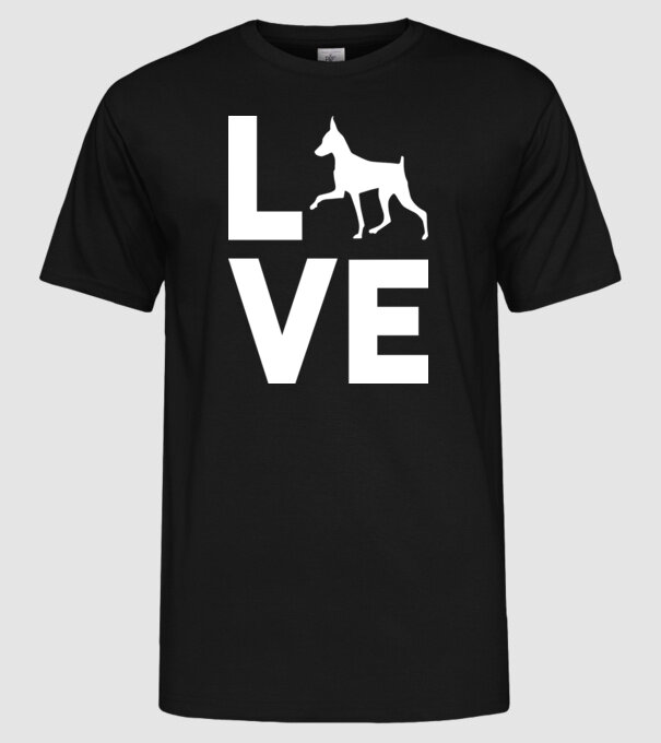 LOVE Pinscher model negru pe tricou