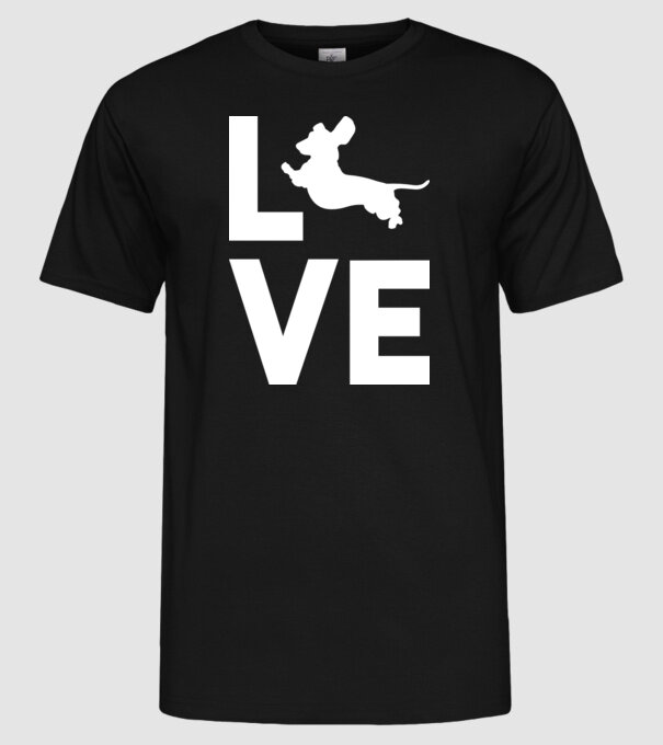 LOVE Teckel model negru pe tricou
