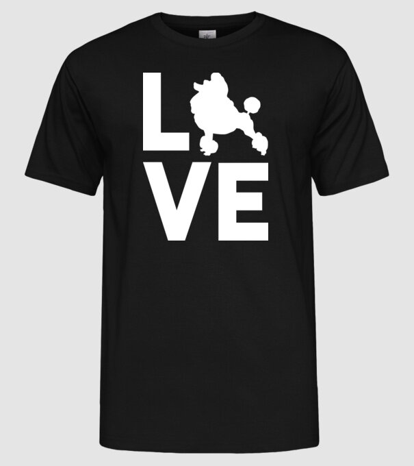 LOVE Pudel model negru pe tricou