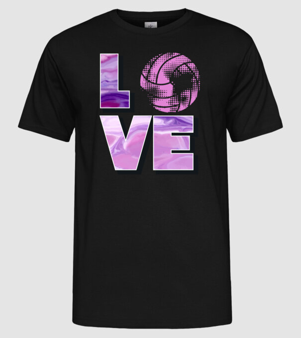 Love volleyball model negru pe tricou