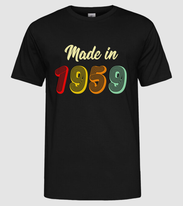 made in 1959 retro model negru pe tricou