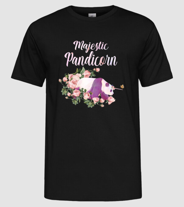 Majestic pandicorn model negru pe tricou