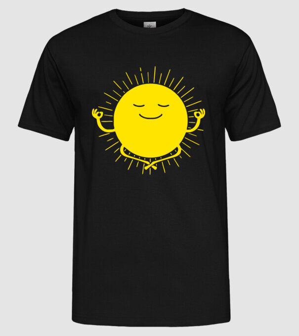 Soare meditând model negru pe tricou
