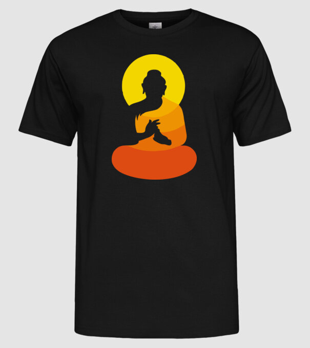 Călugăr meditator model negru pe tricou