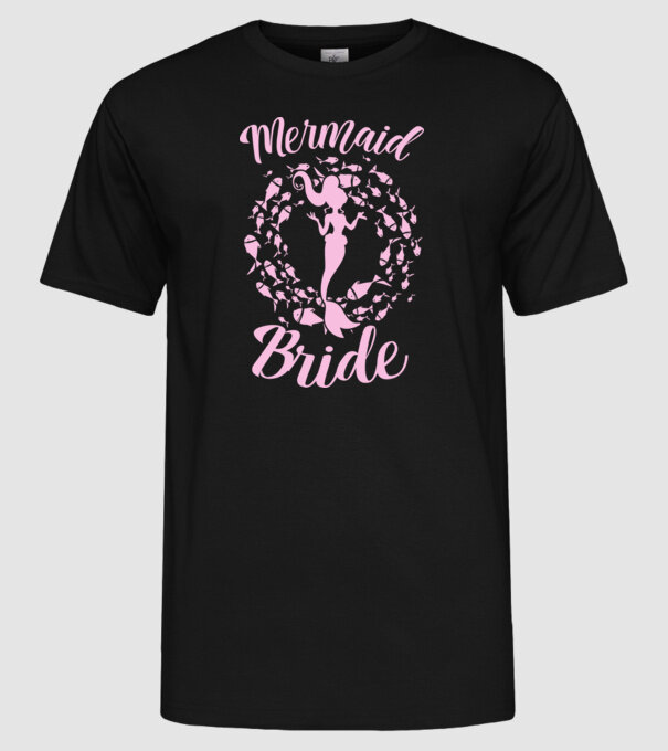 Mermaid Bride model negru pe tricou