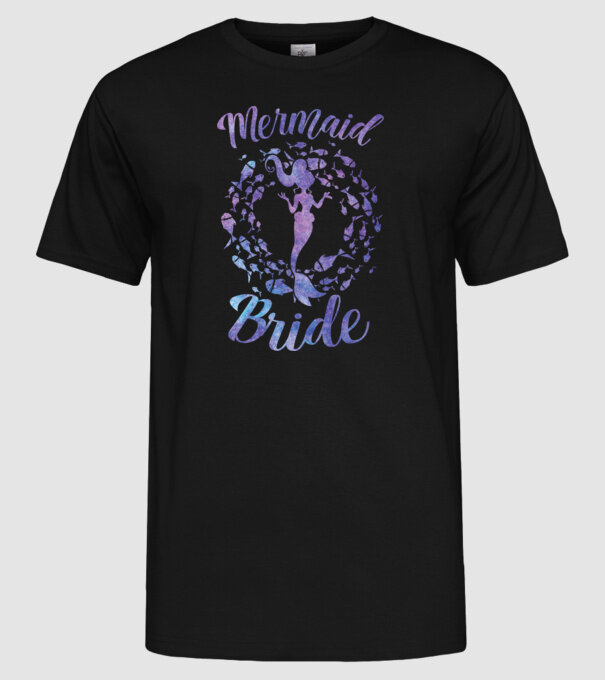 Mermaid bride aquarell model negru pe tricou