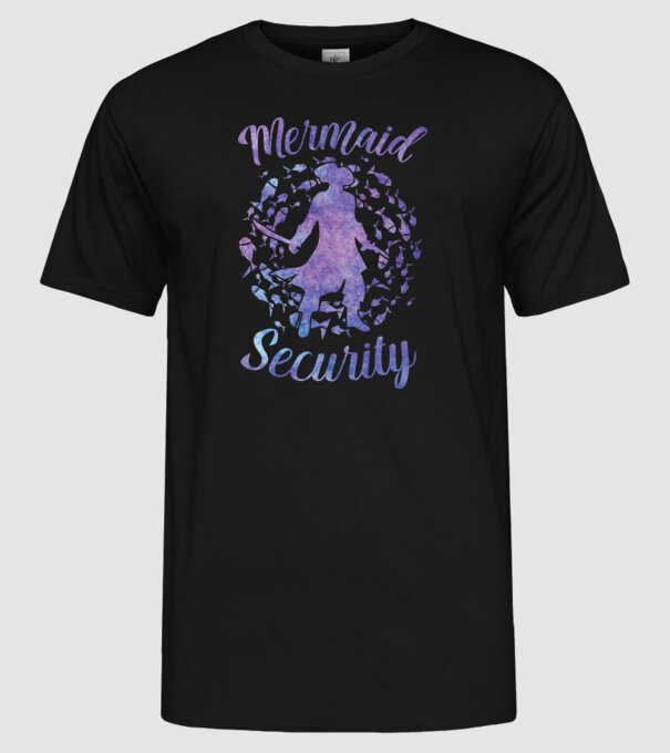 Mermaid Security boys aquarell model negru pe tricou