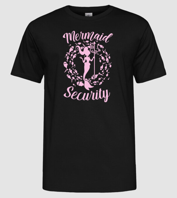 Mermaid Security girls model negru pe tricou