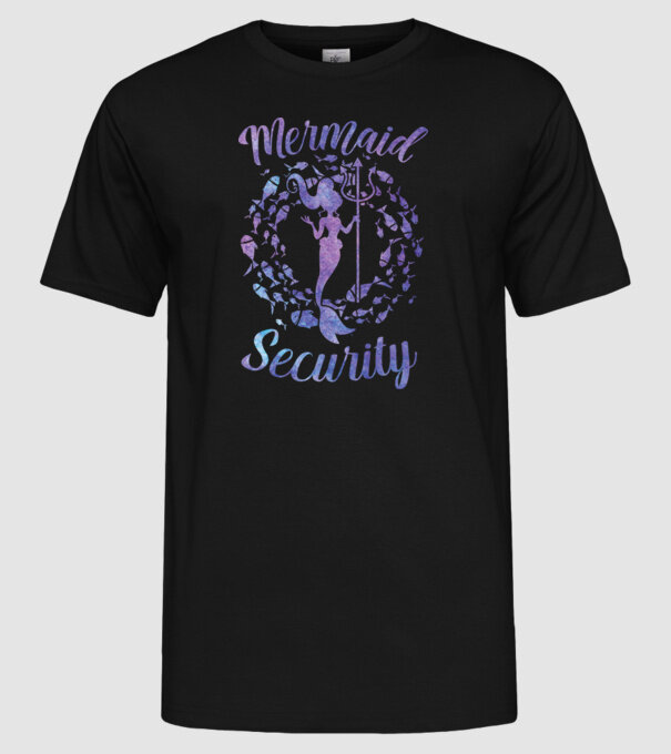 Mermaid Security girls aquarell model negru pe tricou