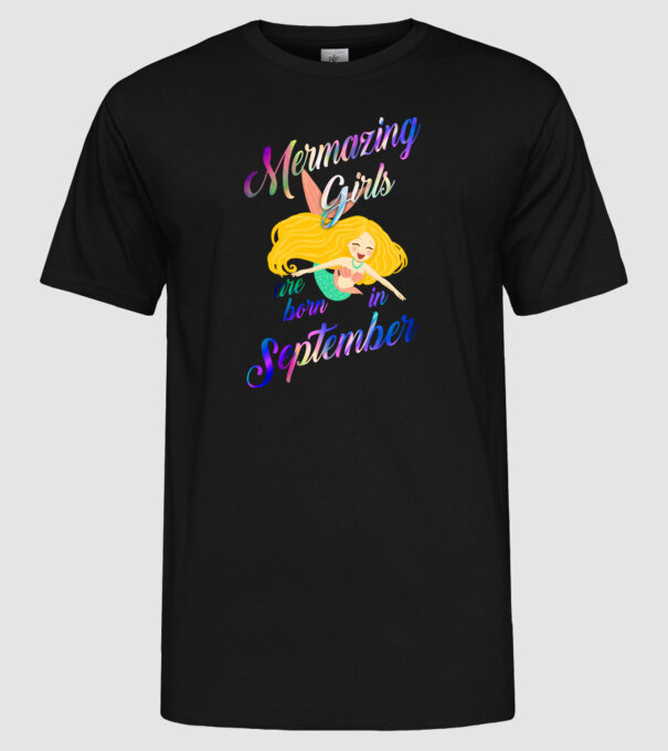 Mermazing girls are born september model negru pe tricou