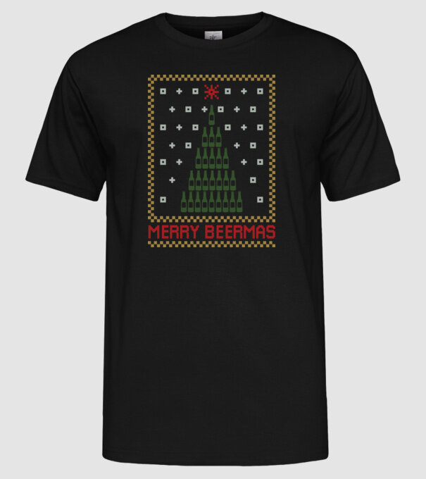 Merry Beermas model negru pe tricou