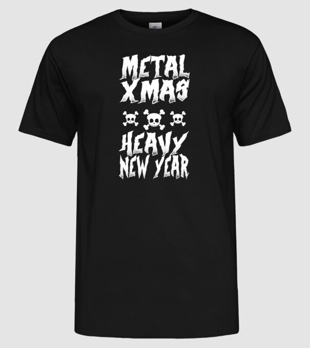 Metal x-mas - Heavy new year model negru pe tricou