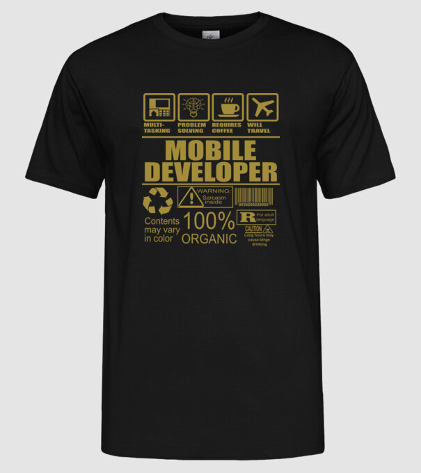 Mobile developer model negru pe tricou