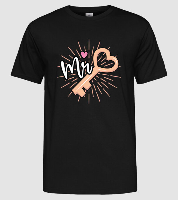 Mr key to the heart model negru pe tricou