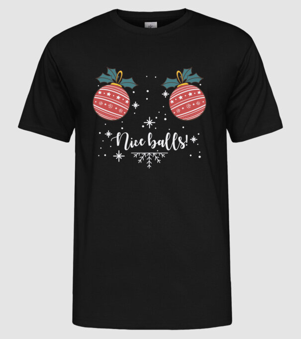 Nice Balls model negru pe tricou