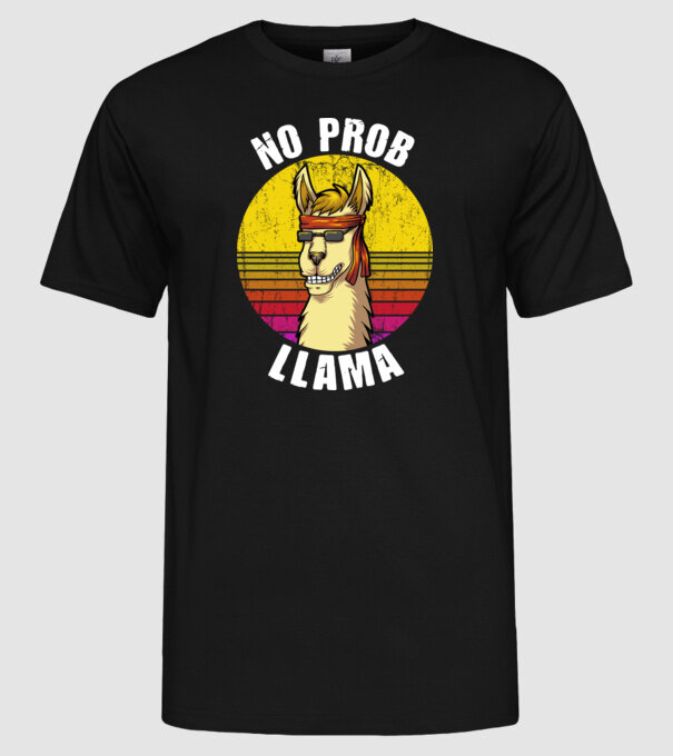 No Prob LLama - Láma model negru pe tricou