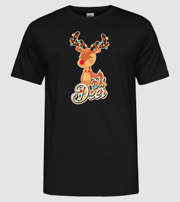 Oh deer model negru pe tricou