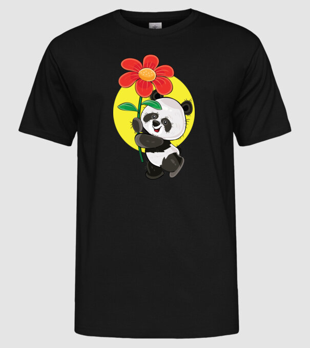 Dragoste panda model negru pe tricou