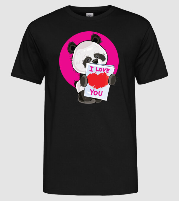 dragoste panda model negru pe tricou