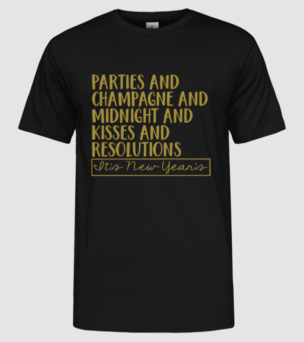 Parties champagne model negru pe tricou