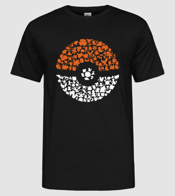 Pokeball model negru pe tricou
