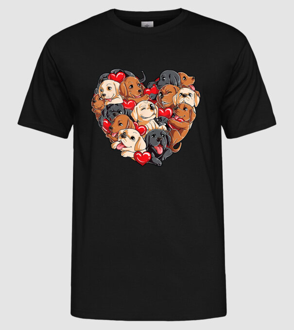Puppy Heart model negru pe tricou