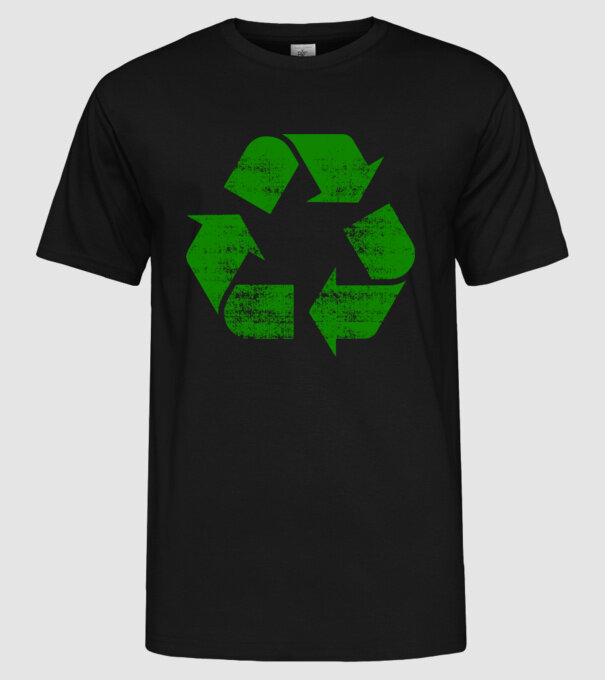 RECYCLE model negru pe tricou
