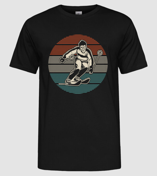 Retro circle ski model negru pe tricou