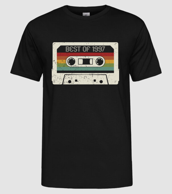 retro tape 1997 vintage model negru pe tricou
