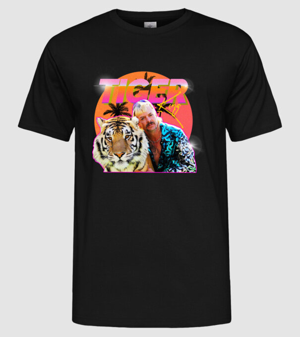 RETRO TIGER KING model negru pe tricou