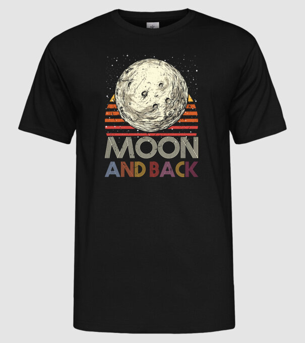 Retro vintage love you to the moon and back MOON model negru pe tricou