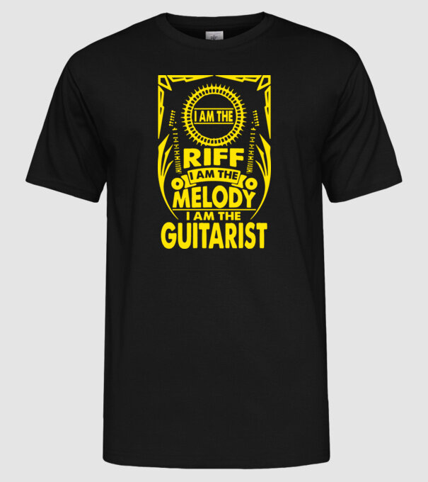 Riff Melody Guitarist model negru pe tricou