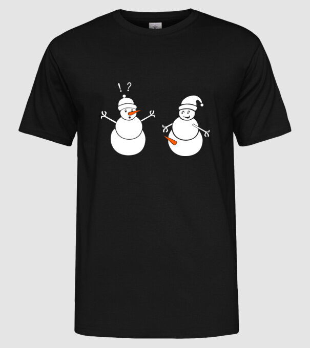 Snowman in action model negru pe tricou