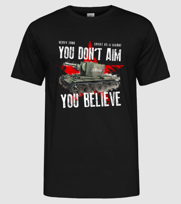 Soviet kv-II model negru pe tricou