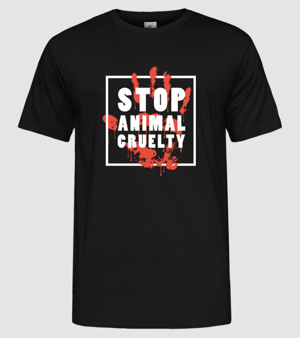 Stop animal cruelty model negru pe tricou