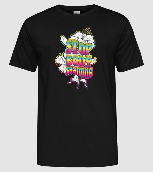 Stop body shaming lily model negru pe tricou