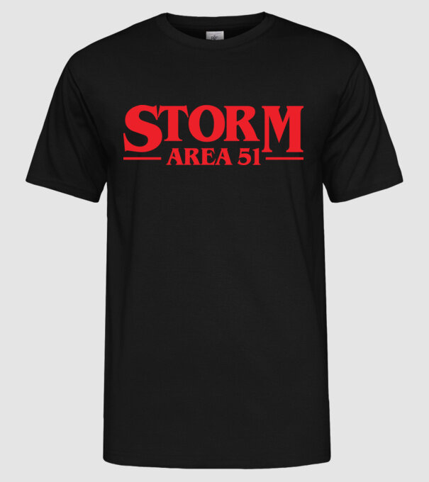 storm area 51 stranger model negru pe tricou